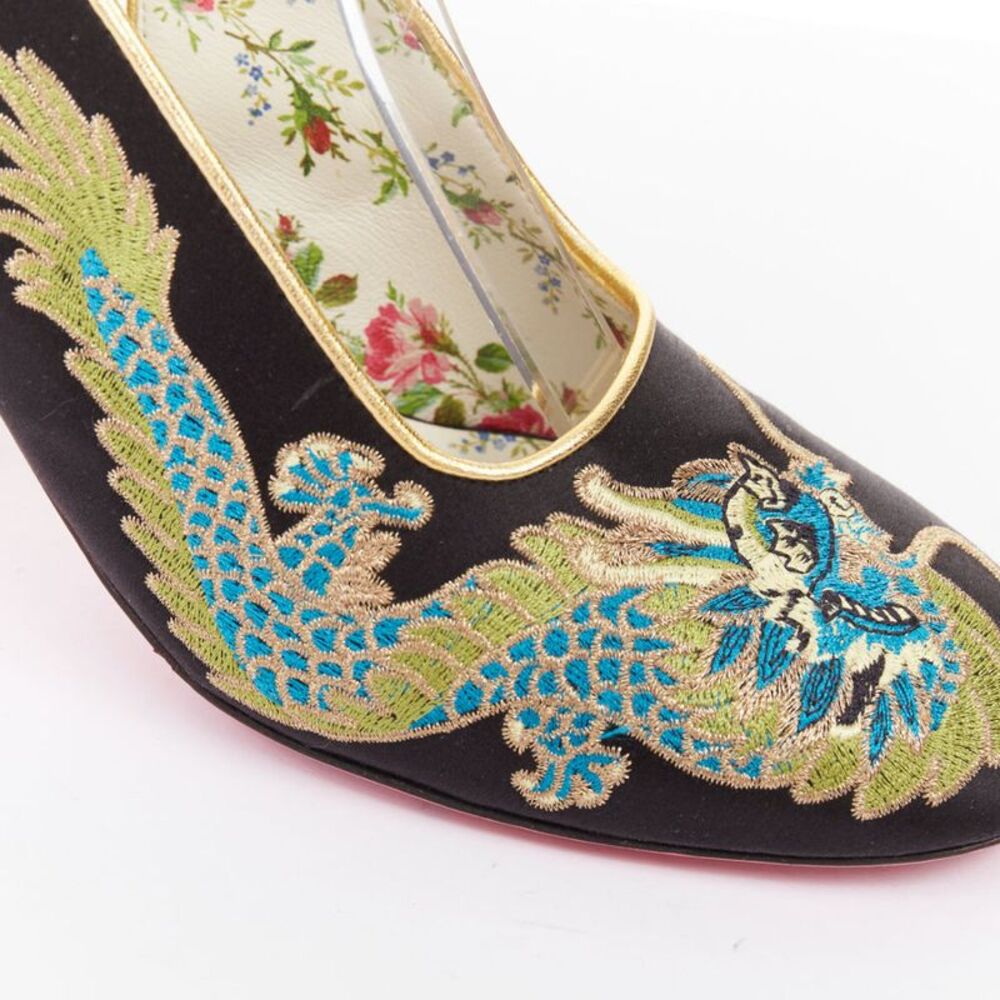GUCCI 2017 Runway Caspar dragon embroidered spike ankle strap pump heels EU36 - Picture 8 of 8